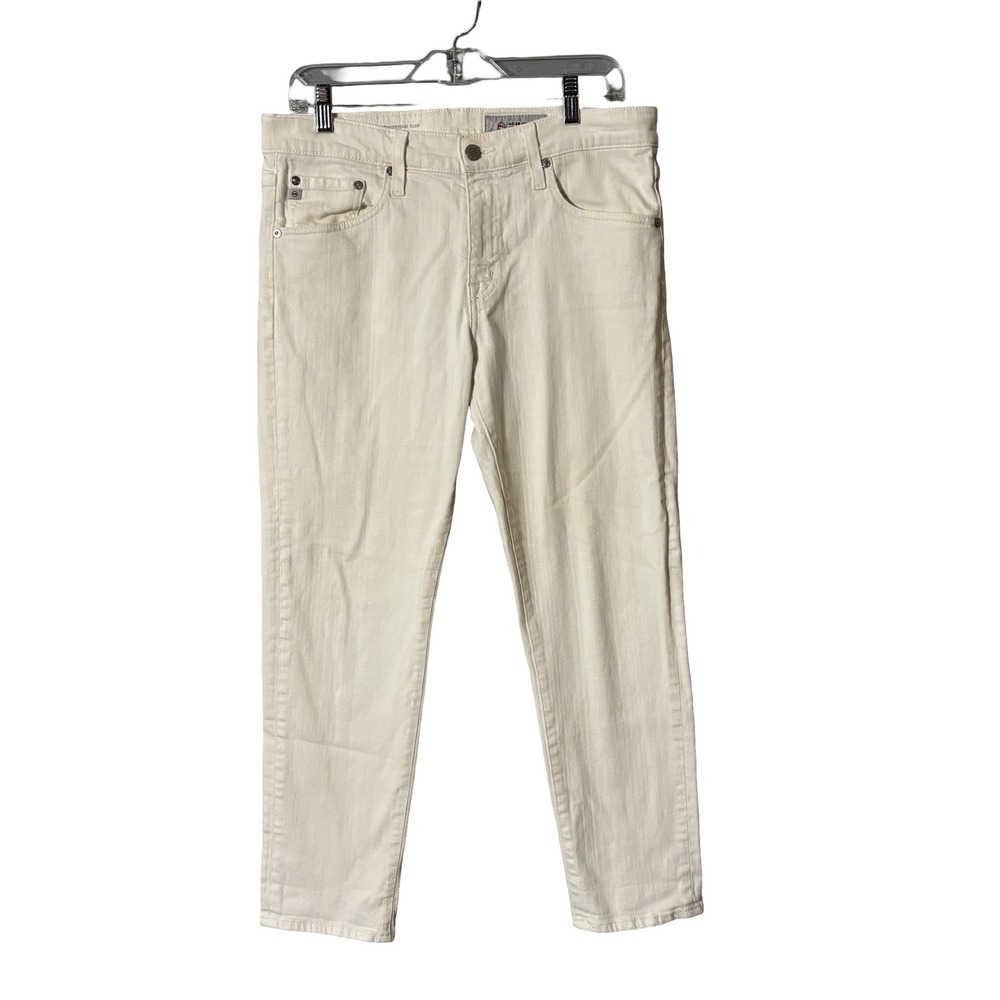AG Adriano Goldschmied Ex-Boyfriend Slim Jeans 29R Off-White Cream Cotton Blend
